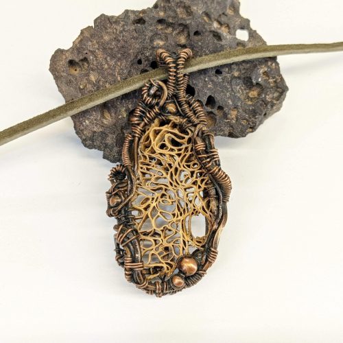 Jewelry; Product; Cactus wood copper intricate unique gift gift for her
