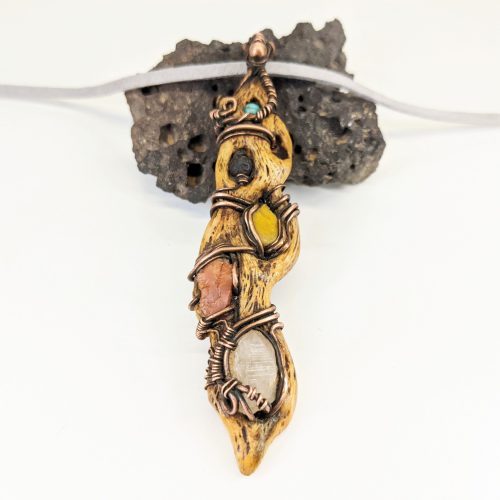 Jewelry; Product; Cactus wood Wire wrapped with real crystals;